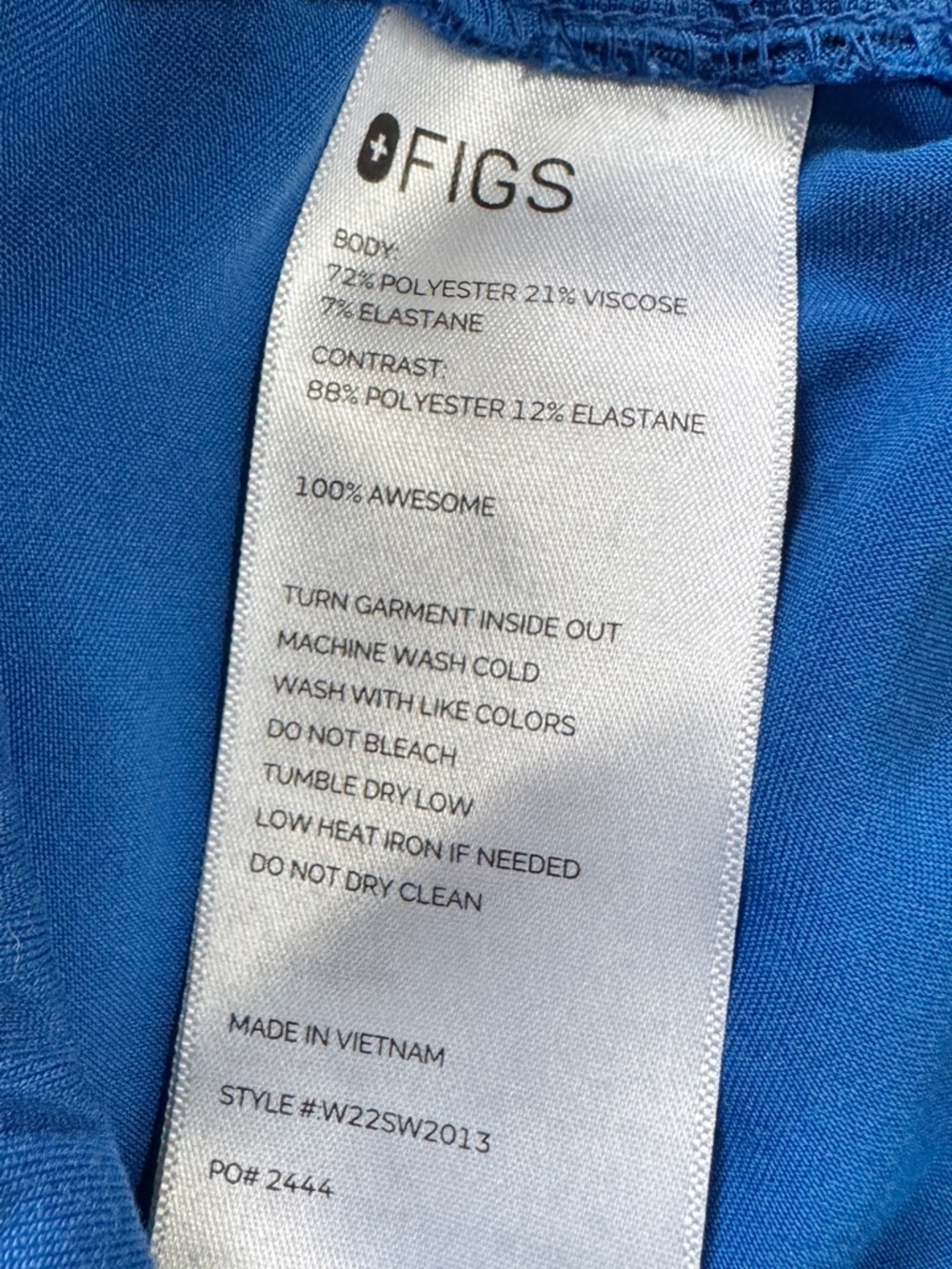 FIGS Scrub Pants Size S Blue Stretch Medical Cargo Pockets - Picture 5 of 8
